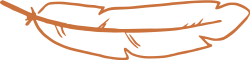 Feder Eine gezeichnete, liegende Feder in Orange